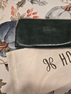 HOBO Dark Green Leather Clutch Wallet